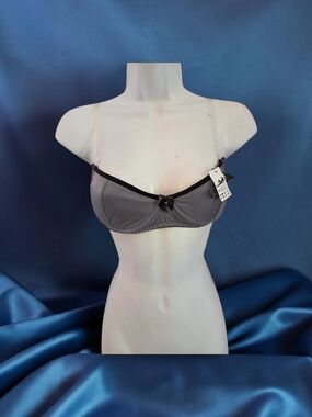 Classic Brazilian Gray Underwire Bra with Black Trim With Silicone Straps